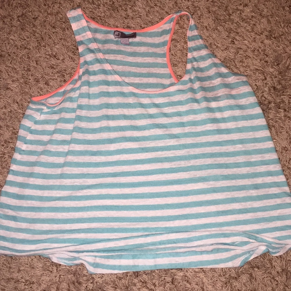 Blue and White Striped Tank Top